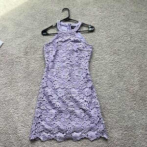 Never worn lilac lulus floral print wedding guest dress